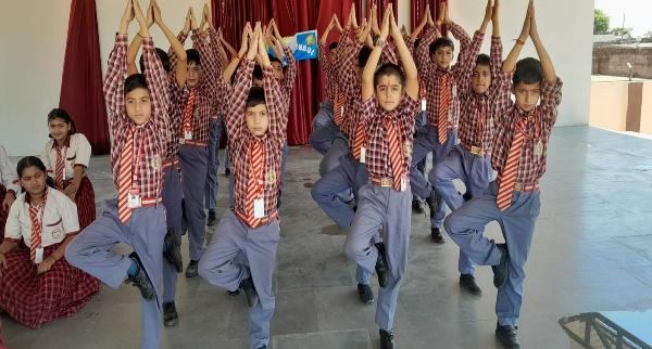 Students in a yoga pose